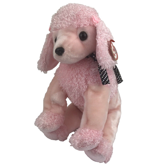 Ty Beanie Buddies Brigitte 2001 10" Pink Poodle Puppy Dog Stuffed Animal w/ Tag - Picture 1 of 14
